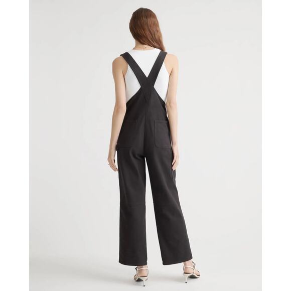 QUINCE Black Organic Stretch Cotton Twill Relaxed Overalls NWT Size Small - Picture 6 of 10